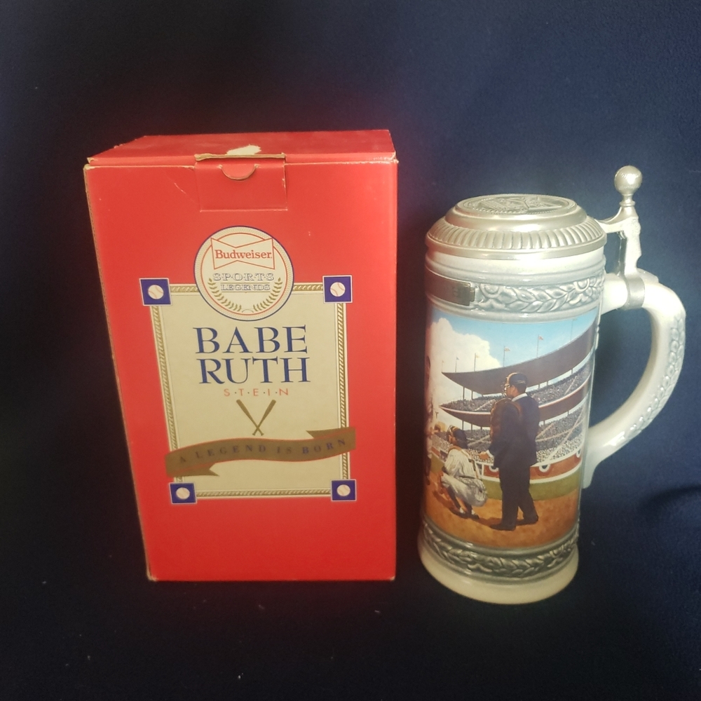 1991 Vtg Handcrafted Budweiser Stein Sports Legends Babe Ruth Limited Germany